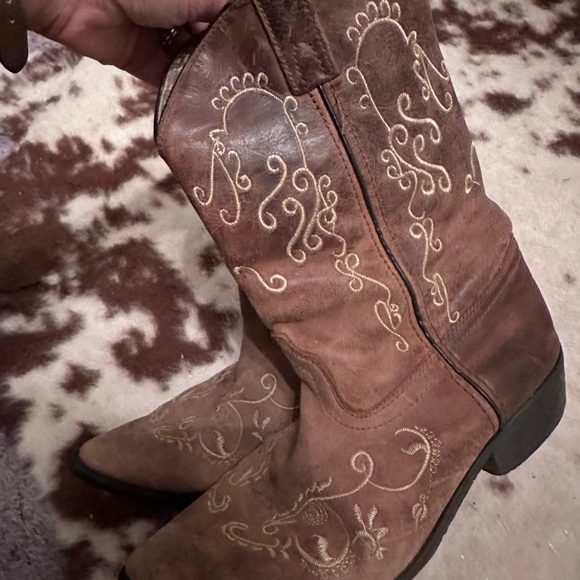 Smoky ladies sz 6 Cowboy Boots brown leather with white embroidery - Picture 9 of 12